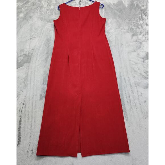 Vintage 90s Studio I Dress Size 10 Red Sleeveless Maxi Shift Back Slit Formal - Picture 2 of 8